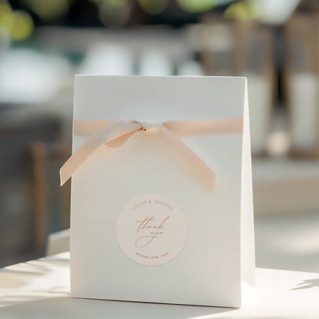 Einfache Elegant Wedding Vielen Dank Runder Aufkleber (Elegant Pearl Wedding Thank You Classic Round Sticker)