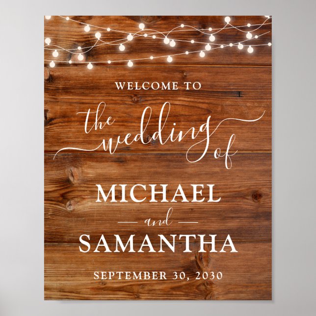 Einfache Elegant Wood Rustic Wedding Poster (Vorne)
