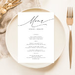 Einfache elegante 12x18 Wedding Dinner Food-Karten Menükarte<br><div class="desc">Set den Tisch mit Stil mit diesen einfachen eleganten 12x18 Wedding Dinner Food Menükarten. Die minimalistisch-schwarz-weiße Kalligrafie ist die perfekte Touch für einen Hochzeitsempfang. Jede Karte ist eine geschmackvolle Anleitung durch Ihr ausgewähltes Hochzeitsmenü, vom leckeren Vorspeise bis zum köstlichen Dessert. Sie sind so konzipiert, dass sie jedes Hochzeitssmotiv ergänzen, und...</div>