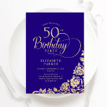 Einfache elegante 50. Geburtstag Lila Gold-Rose Einladung<br><div class="desc">Einfache,  elegante 50. Geburtstagsfeier in lila und gold. Klassisches Design mit Rose,  Imitaten Goldfolie und Typografie Script Schriftart. Die trendige Einladungskarte eignet sich perfekt für eine stilvolle Damenfeier. Personalisieren Sie Ihre persönlichen Daten. Kann für jedes Alter angepasst werden. Gedruckte Zazzle-Einladungen oder Sofortdownload digitaler Druckvorlage.</div>