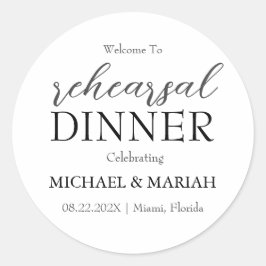 Einfache Elegante Abendessen vor der Probe Runder Aufkleber