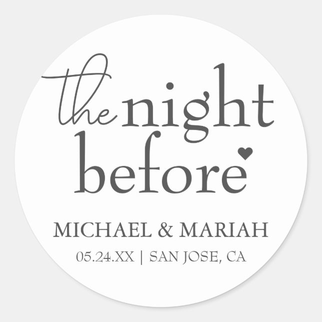 Einfache Elegante Abendessen vor der Probe Runder Aufkleber (Vorderseite)