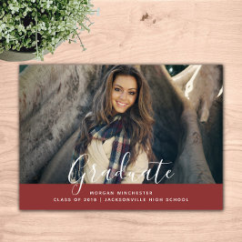 Einfache Elegante Abschluss Einladung | Burgund