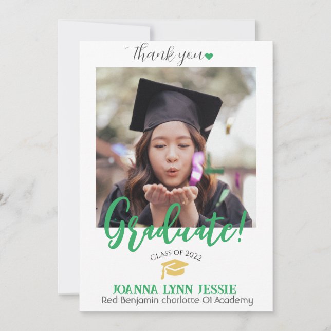 Einfache Elegante Abschluss Gold Cap Danke Script (Vorderseite)