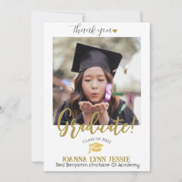 Einfache Elegante Abschluss Gold Cap Danke Script