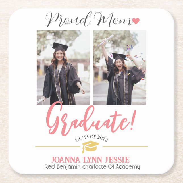 Einfache Elegante Abschluss Gold Cap Danke Script Rechteckiger Pappuntersetzer (Vorderseite)