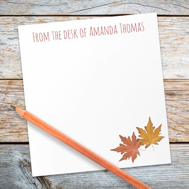 Einfache Elegante Ahorn-Blätter Notizblock (Simple fall Autumn Maple leaves in red and brown custom notepad)