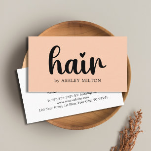 Einfache elegante Apricot Bold Black Hair Stylist Visitenkarte