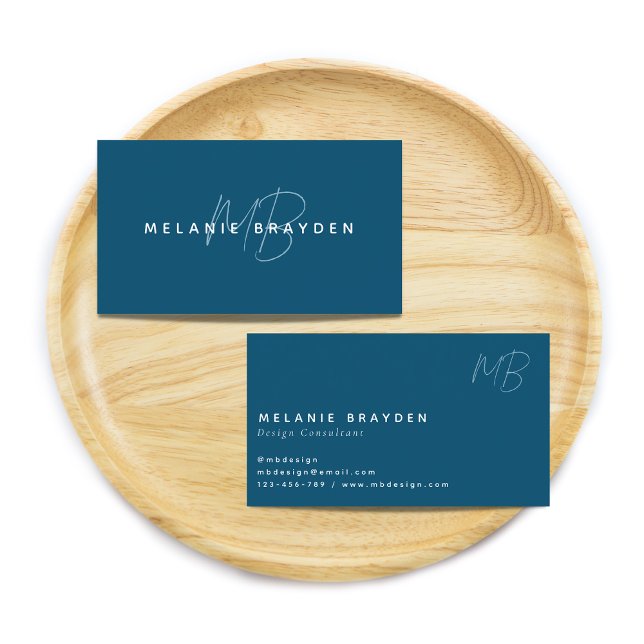 Einfache elegante Aquamarin Blue Minimalistisch Mo Visitenkarte (Von Creator hochgeladen)