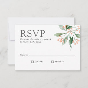 Einfache elegante Aquarell-Blumen-Hochzeit RSVP Karte
