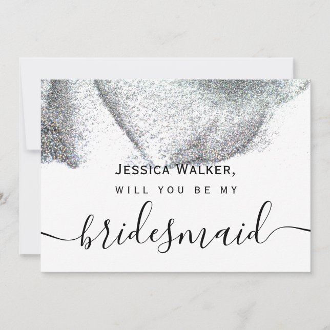 Einfache Elegante Ästhetische Glitzer meine Brautj Einladung (Vorderseite)