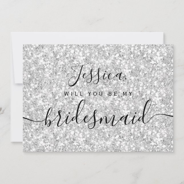 Einfache Elegante Ästhetische Glitzer meine Brautj Einladung (Vorderseite)