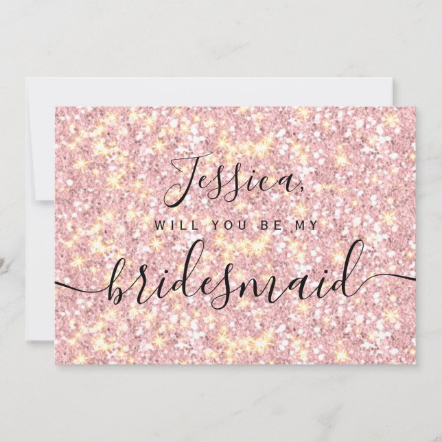 Einfache Elegante Ästhetische Glitzer meine Brautj Einladung (Vorderseite)