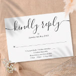 Einfache, elegante Auswahl an Schwarz-Weiß-Schrift RSVP Karte<br><div class="desc">Eine elegante,  moderne,  minimalistisch Schwarz-Weiß-Signatur-Script RSVP-Karte mit Ihren Details Set in schicken Typografie. Entwickelt von Thisisnotme©</div>