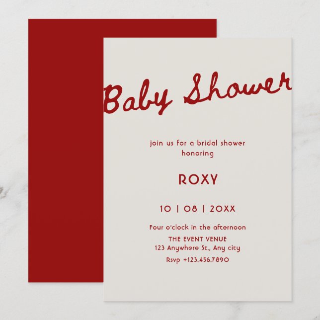 Einfache elegante Babyparty  Einladung (Vorne/Hinten)