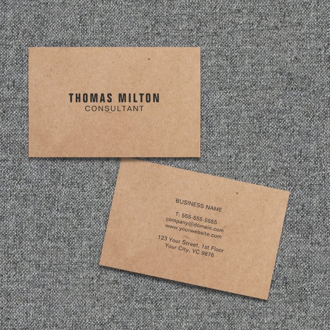 Einfache, elegante, bedruckte Kraft Paper Consulta Visitenkarte (Von Creator hochgeladen)