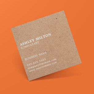 Einfache elegante, bedruckte Kraft Paper Consultan Quadratische Visitenkarte