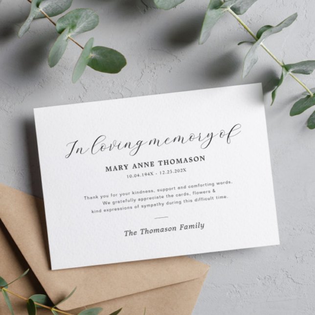 einfache elegante Beerdigung Dankeschön Karte (Von Creator hochgeladen)