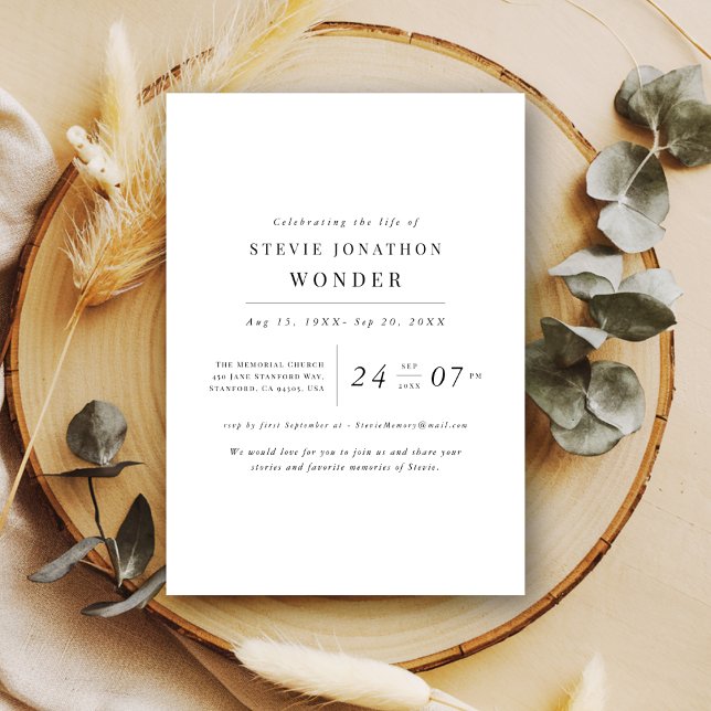 Einfache Elegante Beerdigung Gedächtnisfeier zum T Einladung (Von Creator hochgeladen)