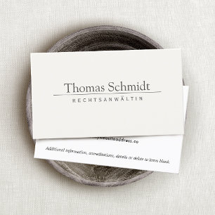 Einfache elegante Berufliche Cream Business Card Visitenkarte