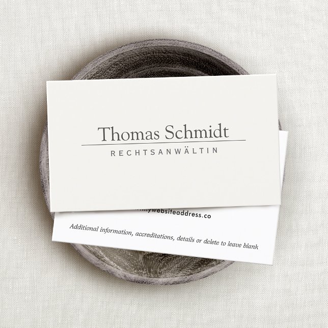 Einfache elegante Berufliche Cream Business Card Visitenkarte (Von Creator hochgeladen)