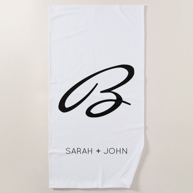Einfache elegante Bezeichnung für das weiße Monogr Strandtuch (Vorderseite)