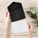 Einfache Elegante Black Gold Hochzeit All In One Einladung<br><div class="desc">Einfache elegante Black Gold Hochzeit in einer Einladung</div>