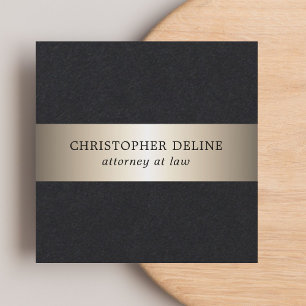 Einfache elegante Black Imitats Gold Stripe Anwält Quadratische Visitenkarte