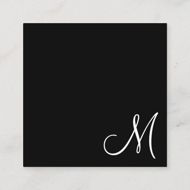 Einfache Elegante Black Monogram Modern Quadratische Visitenkarte (Rückseite)