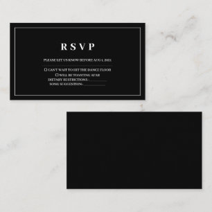 Einfache & elegante Black & White Wedding Rsvp Car Begleitkarte