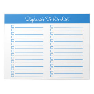 Einfache elegante blaue 8,5x11 Zwei-Spalten-Checkl Notizblock