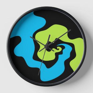 Einfache elegante blaue grüne schwarze abstrakte F Wanduhr