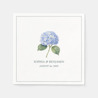 Einfache elegante blaue Hortensien Hochzeit nach M Serviette