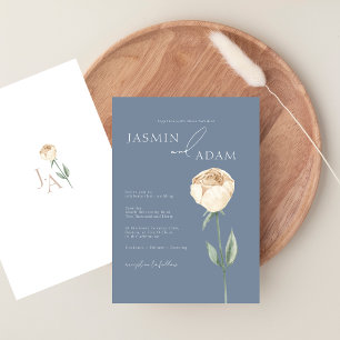 Einfache Elegante Blauen Rose Hochzeit der Blauen Einladung