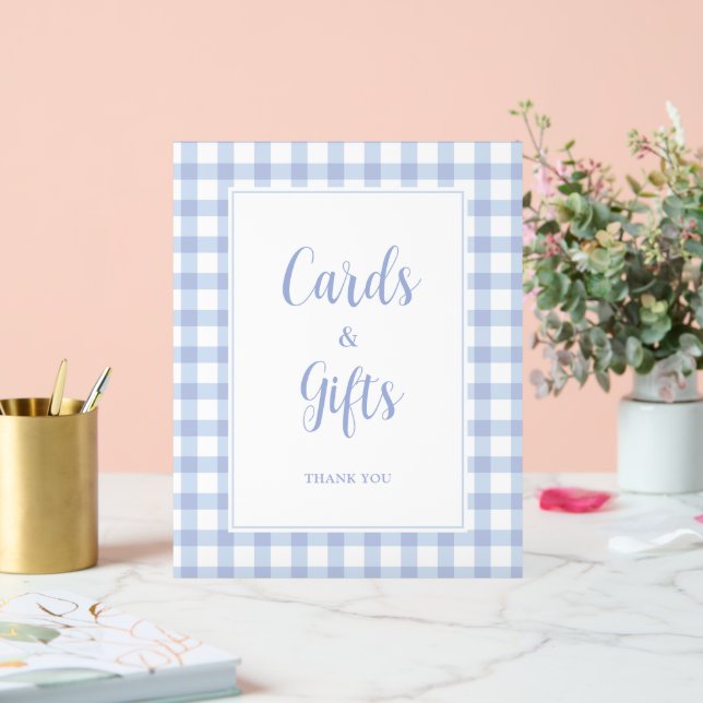 Einfache Elegante Blue Gingham Karten und Geschenk Acrylschild (Hochzeit)