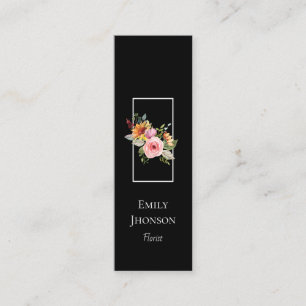 Einfache elegante Blume Black Mini Business Card Visitenkarte