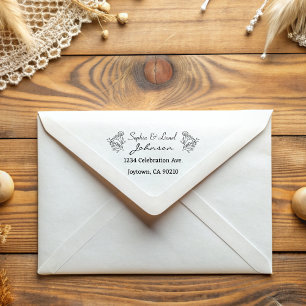 Einfache Elegante Blume Hochzeit Rücksendeadresse Gummistempel