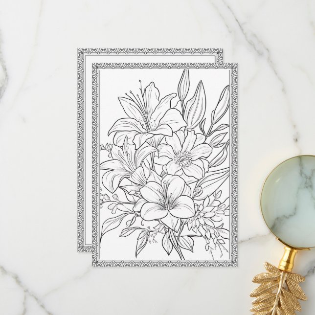 Einfache Elegante Blumen Farbe Ihre eigene Grußkar Dankeskarte (Vorderseite/Rückseite Beispiel)