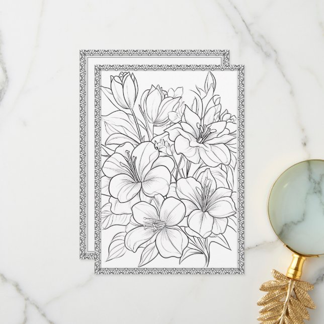 Einfache Elegante Blumen Farbe Ihre eigene Grußkar Dankeskarte (Vorderseite/Rückseite Beispiel)