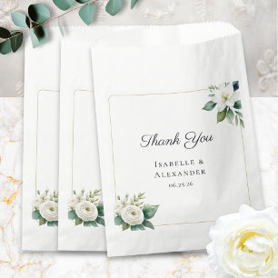 Einfache elegante Blumen Hochzeit personalisiert Geschenktütchen