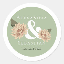 Einfache Elegante Blumenhochzeit Runder Aufkleber