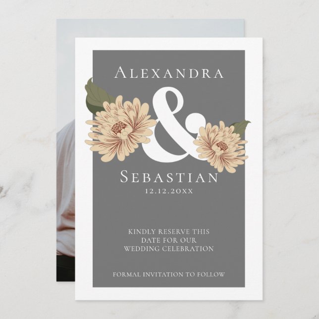 Einfache Elegante Blumenhochzeit speichert das Dat Save The Date (Vorne/Hinten)