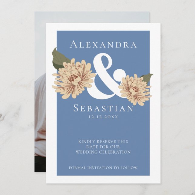 Einfache Elegante Blumenhochzeit speichert das Dat Save The Date (Vorne/Hinten)