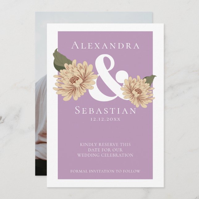 Einfache Elegante Blumenhochzeit speichert das Dat Save The Date (Vorne/Hinten)