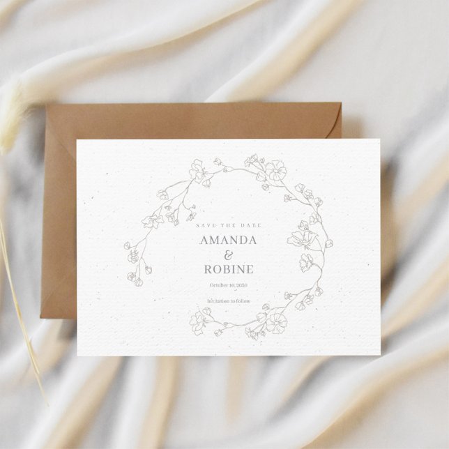 Einfache Elegante Blumenhochzeit speichert das Dat Save The Date (Von Creator hochgeladen)