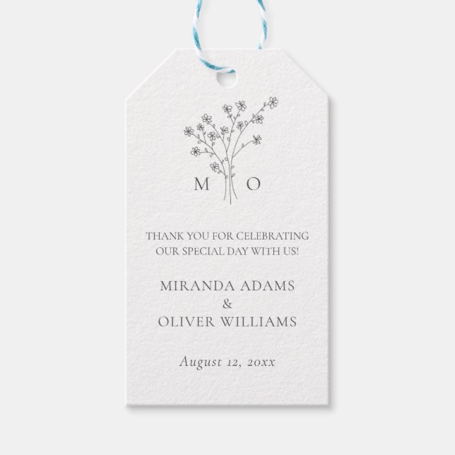 Einfache, elegante Blumenstrauß minimalistische Ho Geschenkanhänger (Vorderseite)