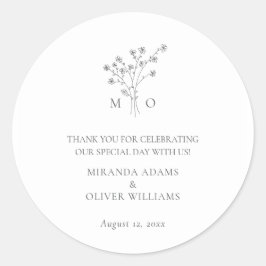 Einfache, elegante Blumenstrauß minimalistische Ho Runder Aufkleber