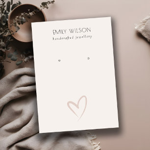 Einfache Elegante Blush Herz Stud Earring Display Visitenkarte