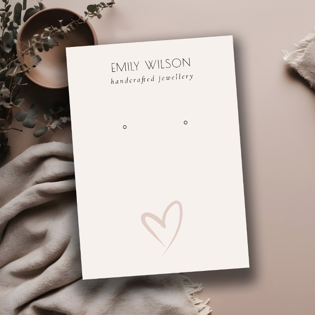 Einfache Elegante Blush Herz Stud Earring Display Visitenkarte (Von Creator hochgeladen)