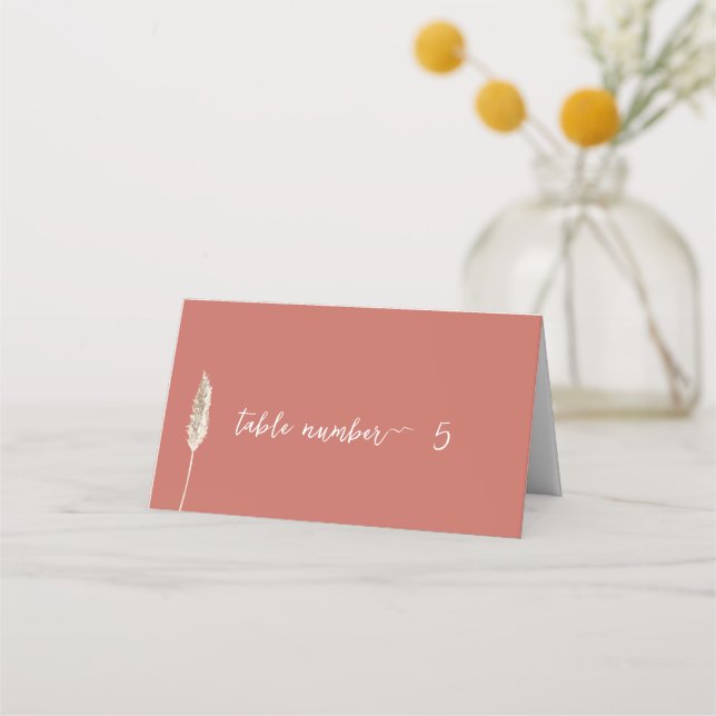Einfache Elegante Boho Ochre Tischnummer Card Platzkarte (Vorderseite)